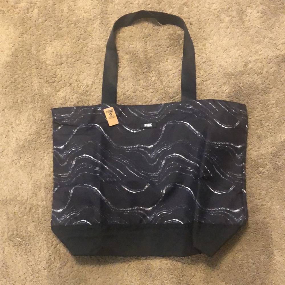 NWT PINK Black Zippered Tote Bag